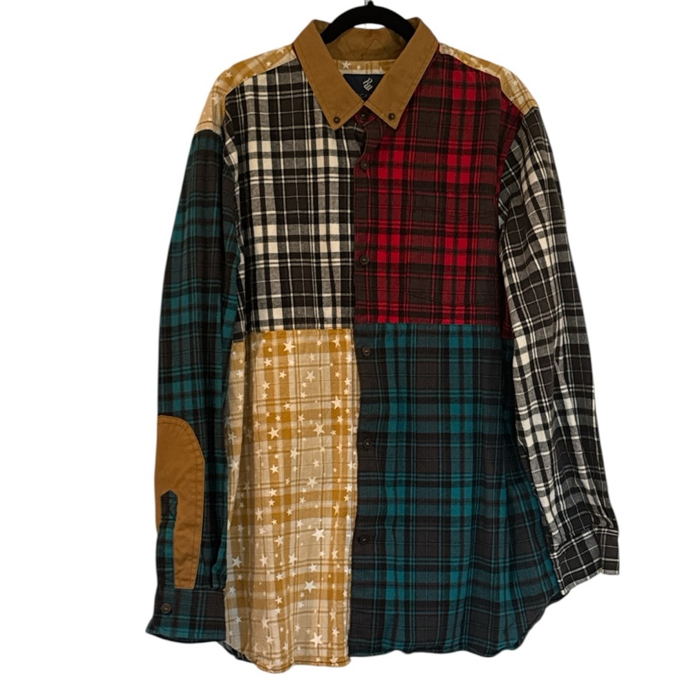 Y2K Rocawear Plaid Patchwork Button-Up Cotton Fla… - image 10